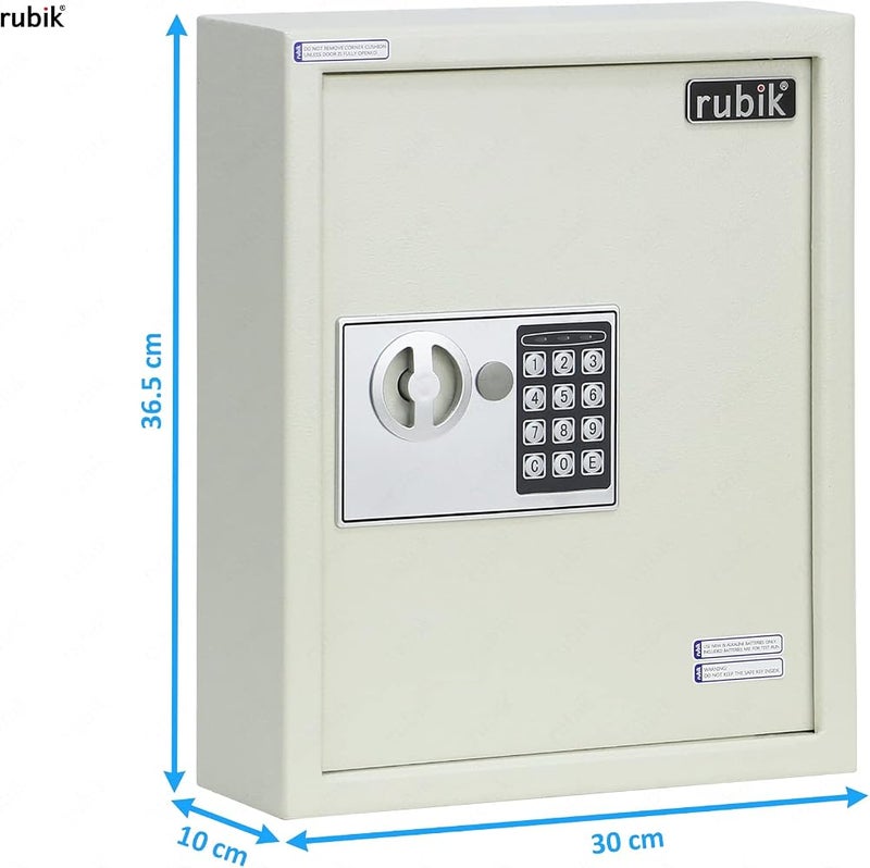 Rubik 34-Keys Metal Storage Cabinet Safe Box Digital Lock, Wall Mounted Key Storage Cabinet Organizer for Hotels Realestate Warehouse Schools Universities Business (Off White) - Image 3