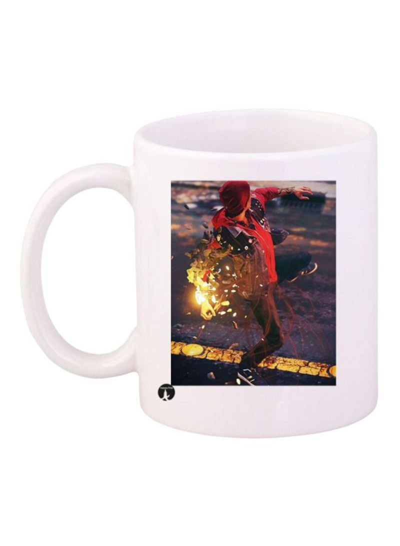 Infamous Second Son Printed Coffee Mug White/Yellow/Red Standard Size
