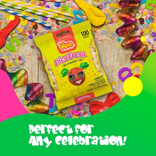 Vero PicaFresa  Strawberry Flavored Chewy Gummy Candy Treats  100 Piece  1 LB 515 Ounces Each  Individually Wrapped Mexican Candy Perfect for Piatas Halloween and More - Image 5