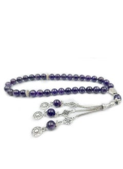 REBUY REBUY Islamic Tasbih Natural Amethyst Stone Misbaha Rosary Tasbeeh  - Image 1