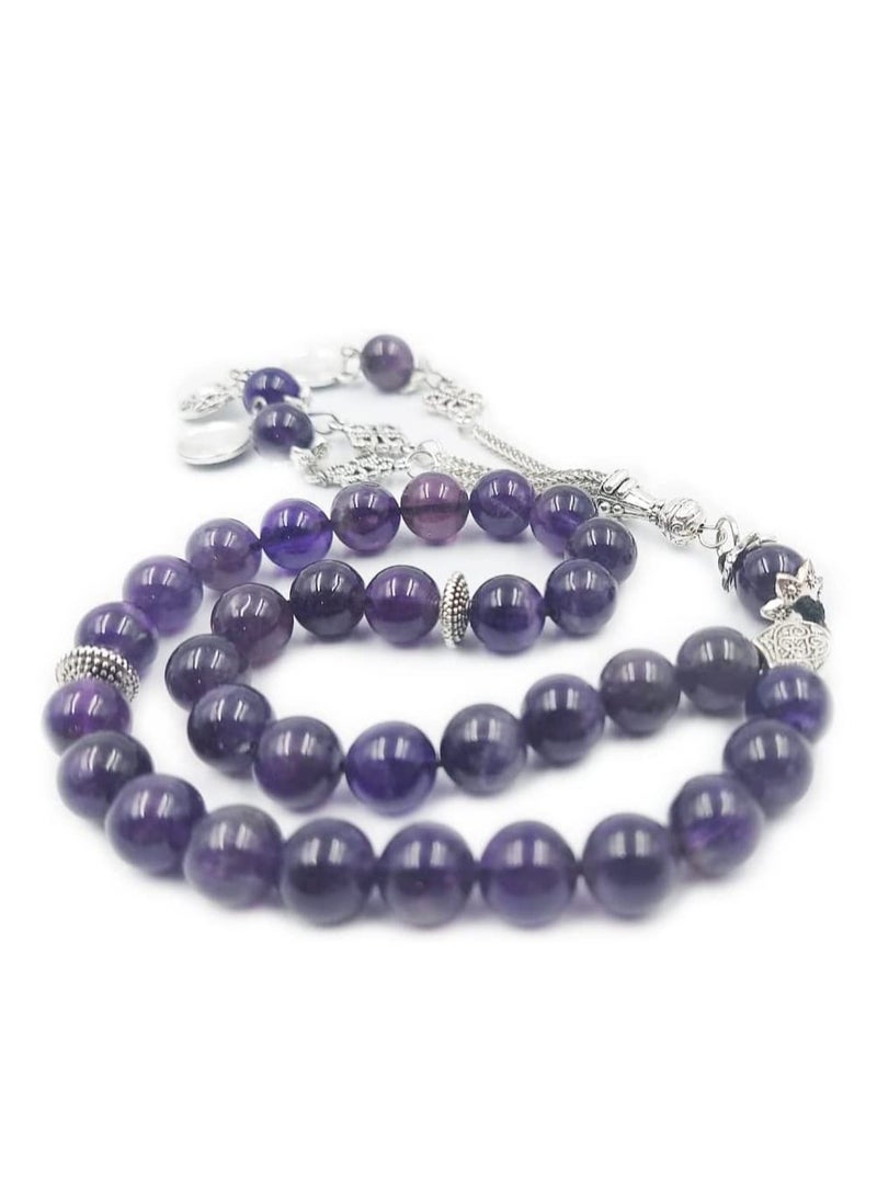 REBUY REBUY Islamic Tasbih Natural Amethyst Stone Misbaha Rosary Tasbeeh  - Image 3