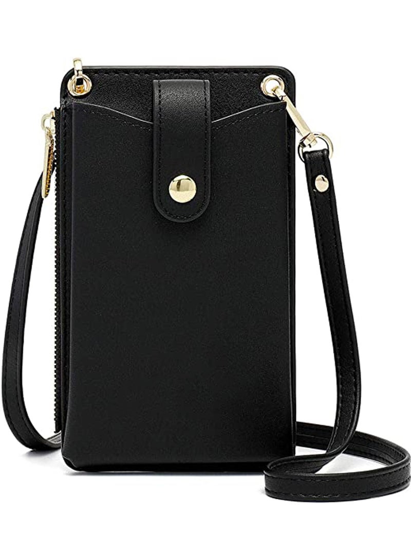Captaintech Womens Cellphone Crossbody Bag Small Light Leather Shoulder Purse Handbag Card Wallet Lanyard Case Girls Satchel Pouch