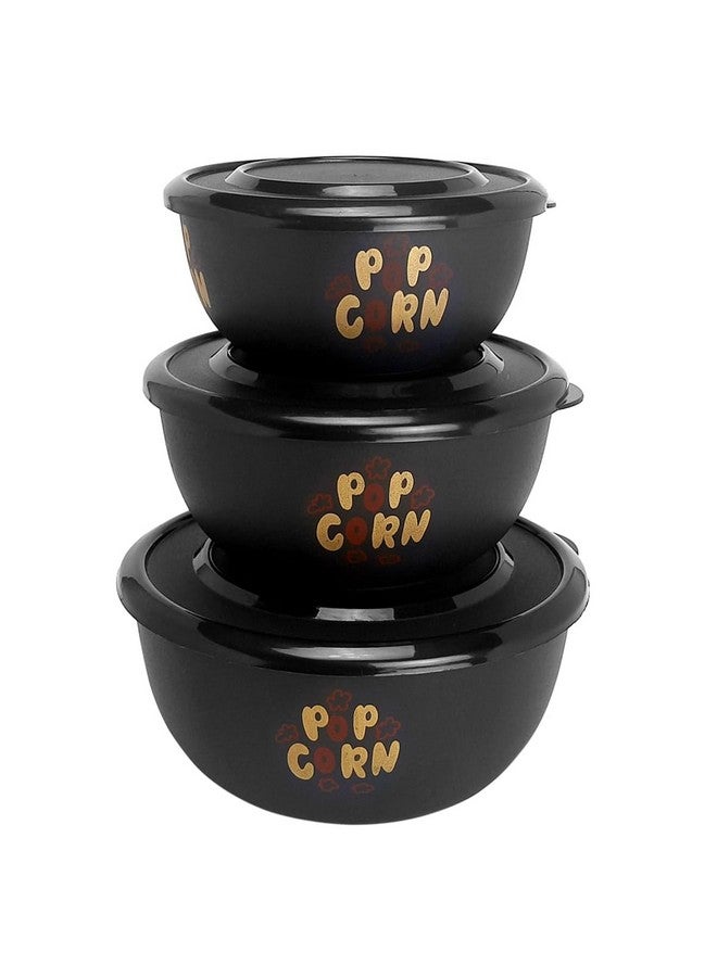 Zaib Stainless Steel Micrwoave Safe Containers with Lid for Kitchen Food Stroage | Euro Mixing Bowls 14cm, 16cm, 18cm (Classic Popcorn 3) - Image 1