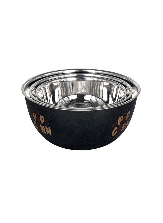 Zaib Stainless Steel Micrwoave Safe Containers with Lid for Kitchen Food Stroage | Euro Mixing Bowls 14cm, 16cm, 18cm (Classic Popcorn 3) - Image 4