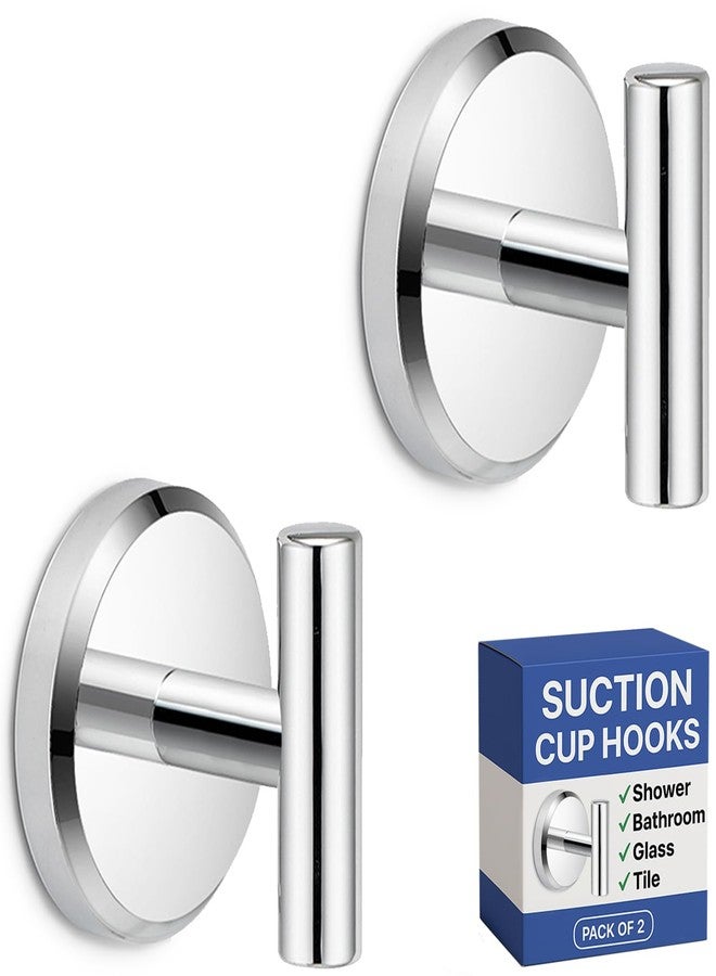 HOME SO Suction Cup Hooks T Shape (2 or 4 Pack) (Chrome, 2, Count) - Image 1