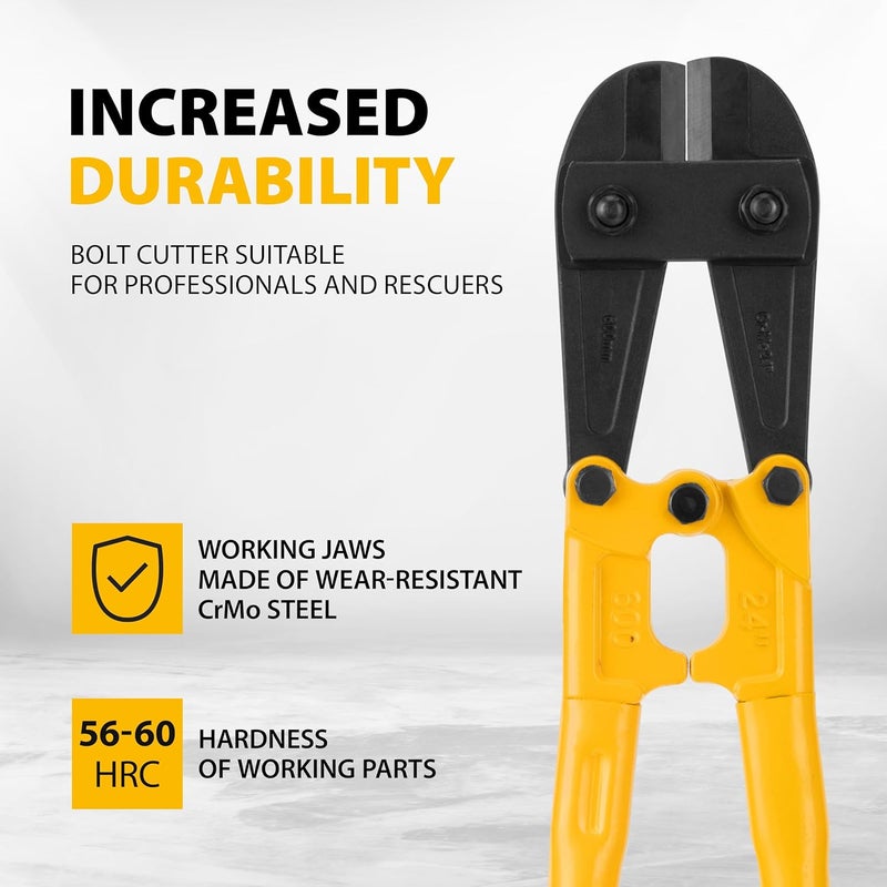 DENZEL 24-Inch Heavy-Duty Bolt Cutter – Cr-Mo Steel Wire Cutter with Ergonomic Handles, High-Leverage Cutting Tool - Image 2
