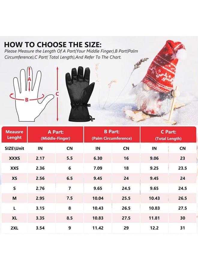 Odtmger Kids' Waterproof Snow Gloves - Touchscreen Mittens, Warm, for Cold Weather & Snowboarding - Image 5