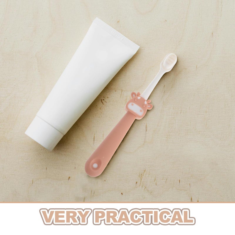 3pcs Soft Bristle Toothbrush Set For Boys Gentle On Gums Cartoon Deer Design Travel Friendly - Image 4