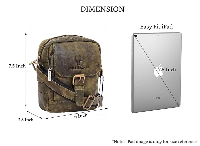 Wildhorn Genuine Leather Mini Sling Bag for Men | Compact, Durable & Stylish | Buckle Closure | Front Zip Pocket | 1-Year Warranty - Image 3