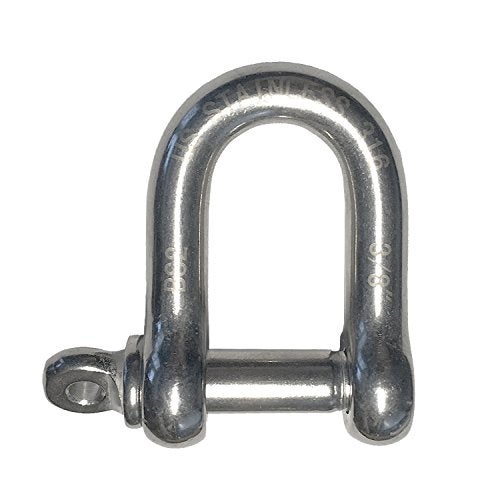 US STAINLESS Stainless Steel 316 Forged D Shackle 3/8" (10mm) Marine Grade Dee - Image 1