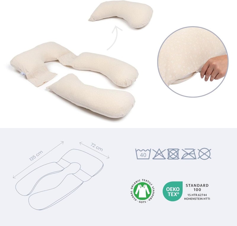 Doomoo Maxxy Pregnancy Pillow – Multi-Functional Maternity Support Cushion, Mini Flowers Sand - Image 5