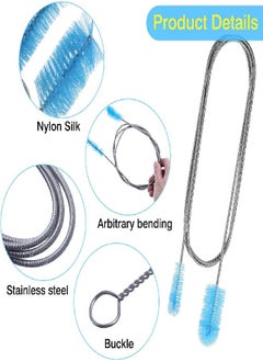 Patelai 6 Pieces Aquarium Filter Brush Set Include Double-Ended Hose Brush and Straw Nylon Brush Stainless Steel Flexible Spring Brush Assorted Sizes Long Tube Cleaning Brush for Fish Tank Home Kitchen  - Image 2