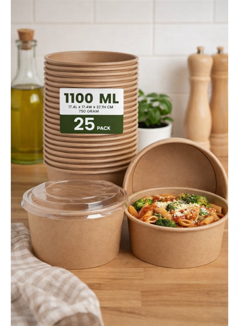 ايكواي ecoway Compostable Heavy Duty Made Of Paper - [38 Ounce - 1100 Ml, Pack Of 25] Disposable Bowls Eco-Friendly Biodegradable Perfect For Salad, Soup, Dessert, Hot or Cold Use, Brown - Image 3