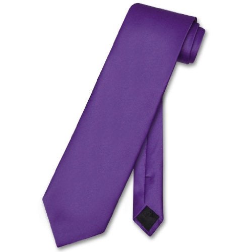 Vesuvio Napoli NeckTie Solid PURPLE INDIGO Color Men's Neck Tie - Image 1