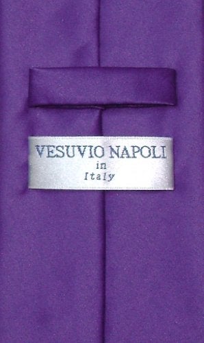 Vesuvio Napoli NeckTie Solid PURPLE INDIGO Color Men's Neck Tie - Image 2