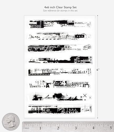 Wintertime Crafts Distressed Grunge Slim Collages, Clear Stamps 4x6 inch by Wintertime Crafts for Scrapbooking and Art Journals, Texture Stamp Set - Image 3