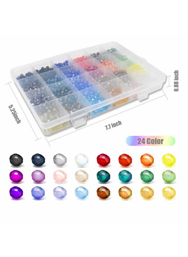 Renashed 1200Pcs 6mm Briolette Crystal Glass Faceted AB Beads Glass Beads Spacer Beads Faceted for Jewelry Making Bracelets Necklaces with Container Box Beads 24 Colors - Image 3