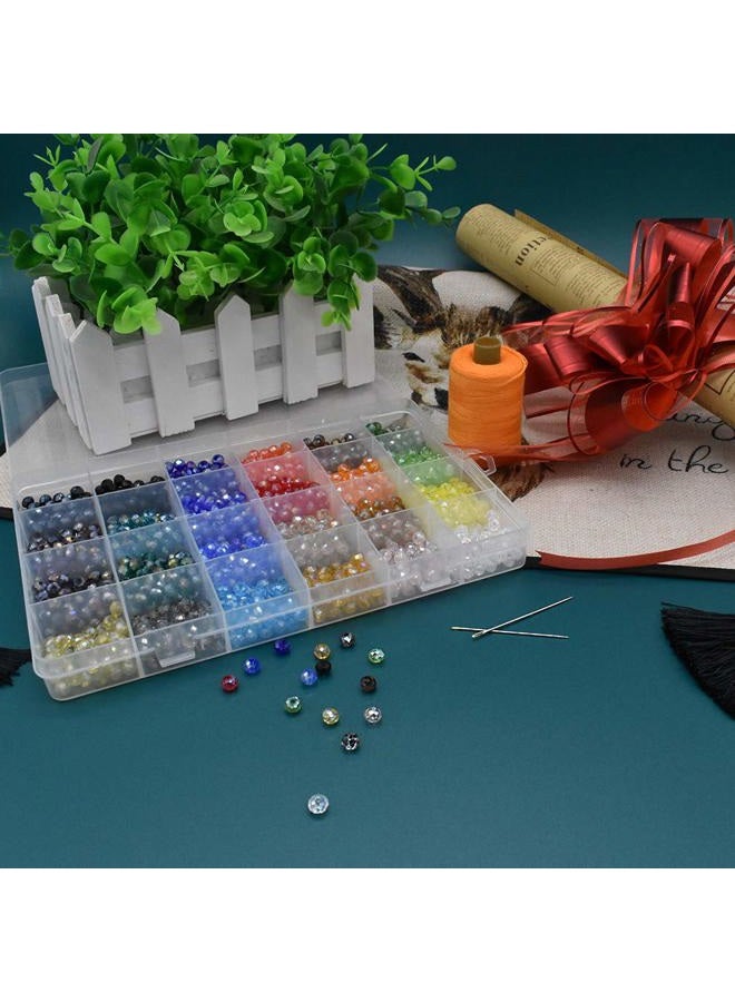 Renashed 1200Pcs 6mm Briolette Crystal Glass Faceted AB Beads Glass Beads Spacer Beads Faceted for Jewelry Making Bracelets Necklaces with Container Box Beads 24 Colors - Image 4