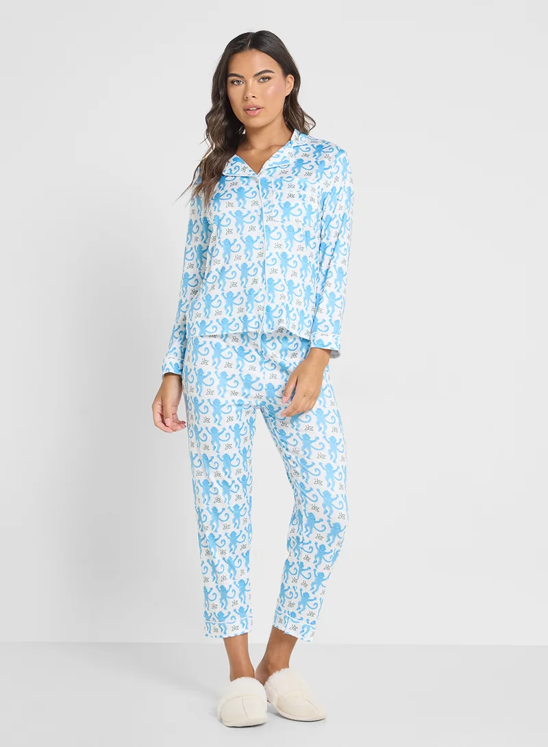 Ginger Floral Printed Button Down Pyjama Set