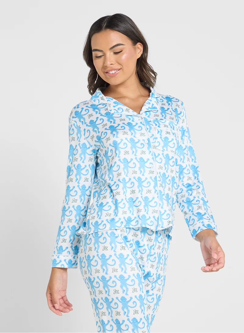 Ginger Floral Printed Button Down Pyjama Set