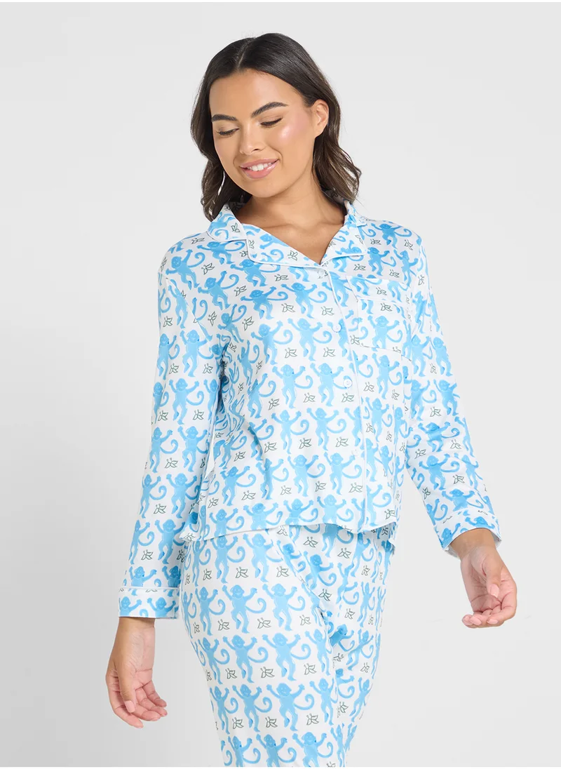 Ginger Floral Printed Button Down Pyjama Set