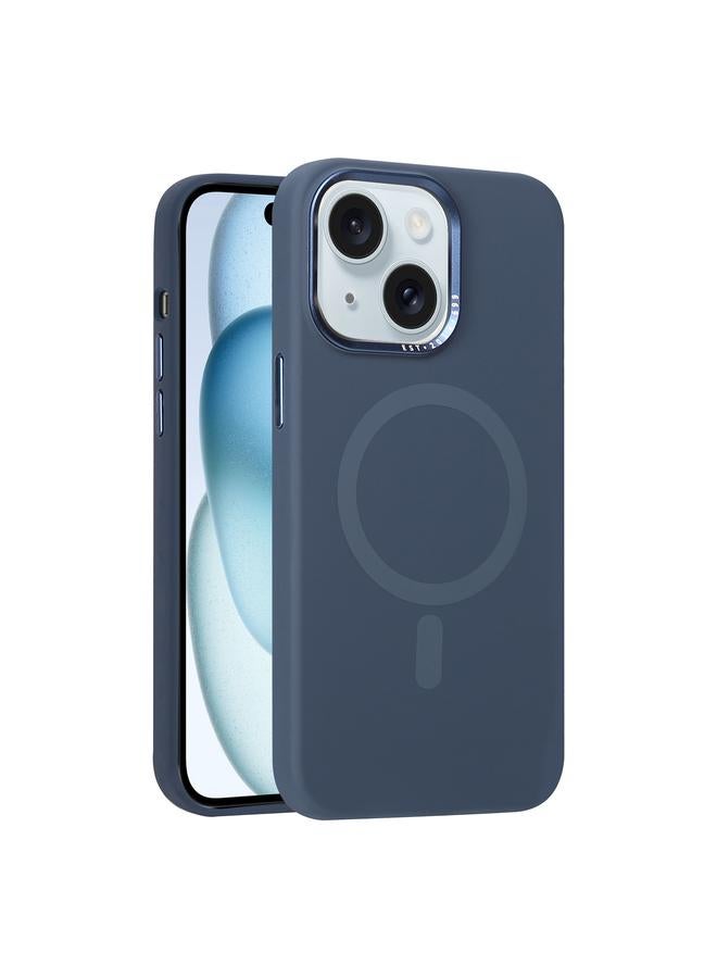 S-TOP Case For iPhone 15 Metal Lens Frame Liquid Silicone MagSafe Phone Case - Image 1