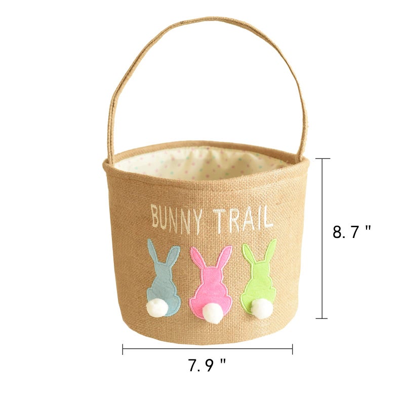 INough Easter Basket Egg Buckets Jute for Kids Rabbit Baskets with Cute Ears, Easter Baskets Stuffers for Babies Bunny Trail Bags Easter Totes for Party - Image 5