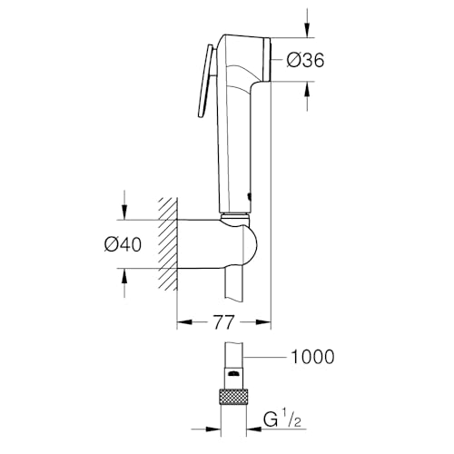 Grohe Tempesta-F Trigger Spray With Flexible Twistfree Hose Pipe And Holder | Health Faucet With 1000mm Hose Pipe | Jet Spray For Toilet With Powerful Cleaning | Starlight Chrome Finish | 26352000 - Image 5