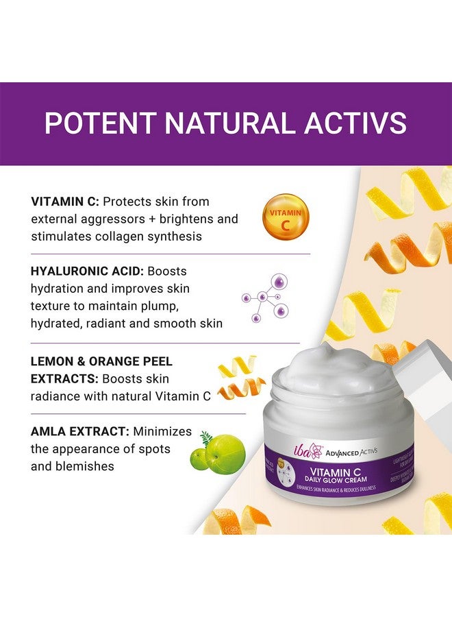 Iba Advanced Activs Vitamin C Daily Glow Cream, 50 G With Hyaluronic Acid For Enhances Skin Radiance And Reduces Dullness - Image 2