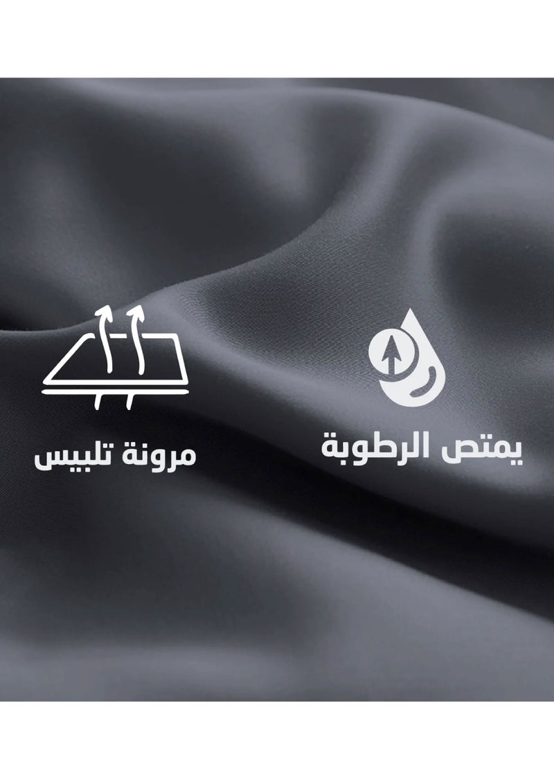 دكتور النووم دكتور النووم طقم ملاءة مطاطية 3 قطع 100% فيسكون مشتق من الخيزران كينج رمادي داكن - Image 5