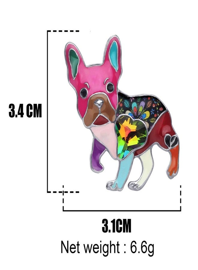 DUOWEI Alloy Enamel Rhinestone French Bulldog Pug Dog Brooch Pet Pin Scarf Clothes Jewelry Gift for Women Lover (Black) - Image 5
