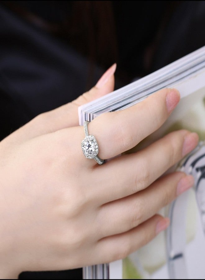 Cutesmile Fashion Jewelry 925 Sterling Silver CZ Crystal Square Rings Wedding Rings for Women (7) - Image 2