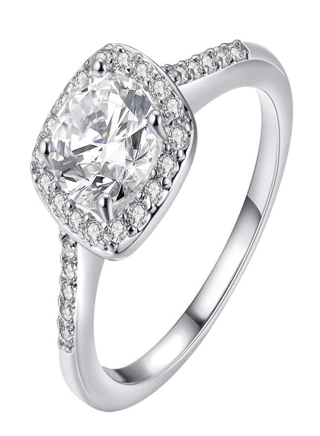 Cutesmile Fashion Jewelry 925 Sterling Silver CZ Crystal Square Rings Wedding Rings for Women (7) - Image 1