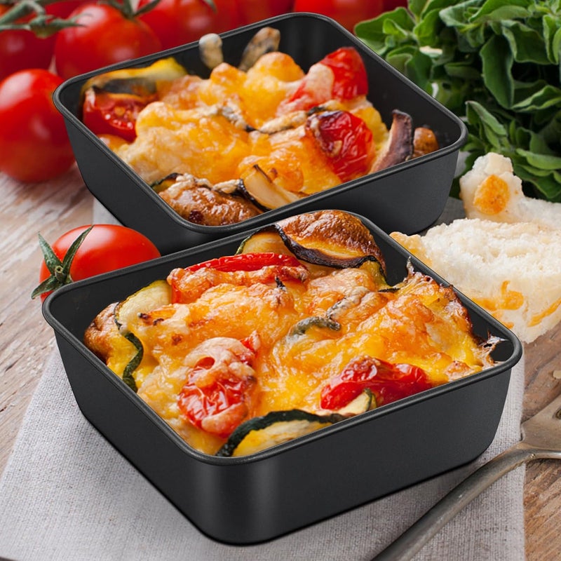 P&P CHEF Square Cake Pan, Nonstick Square Baking Pan for Cake Brownie Lasagna, Stainless Steel Core for Sturdy Structure, Non-toxic & Oven Safe, Black (6 Inch, 2Pcs) - Image 5