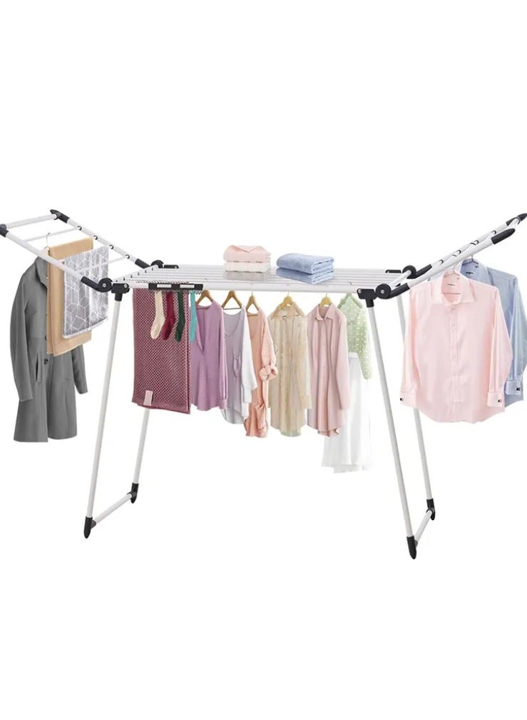 رف تجفيف الملابس القابل للطي، حامل غسيل داخلي قابل للتعديل، تصميم موفر للمساحة، أبيض - Image 1