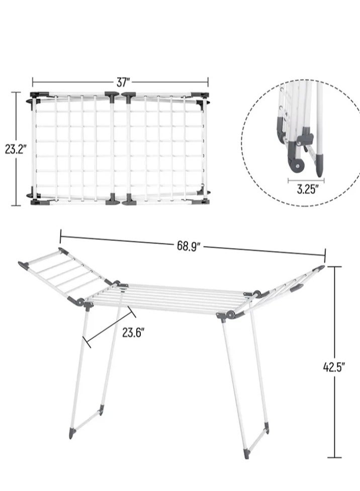 رف تجفيف الملابس القابل للطي، حامل غسيل داخلي قابل للتعديل، تصميم موفر للمساحة، أبيض - Image 2
