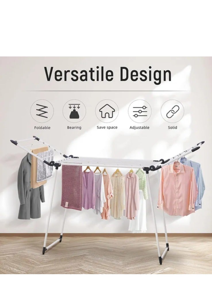 رف تجفيف الملابس القابل للطي، حامل غسيل داخلي قابل للتعديل، تصميم موفر للمساحة، أبيض - Image 4
