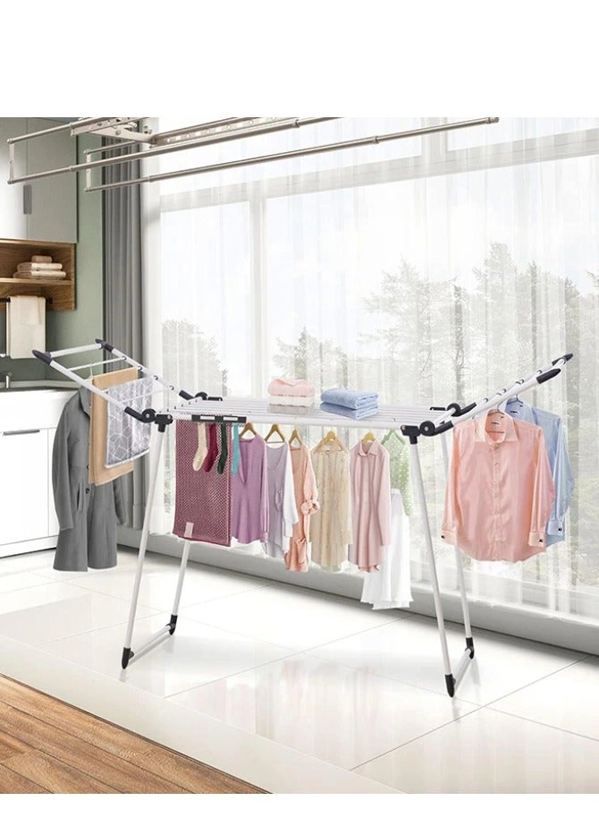 رف تجفيف الملابس القابل للطي، حامل غسيل داخلي قابل للتعديل، تصميم موفر للمساحة، أبيض - Image 5