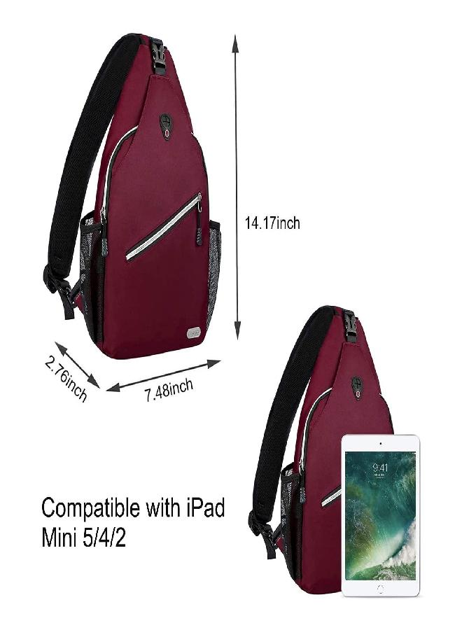 MOSISO Mini Sling Backpack,Small Hiking Daypack Travel Outdoor Casual Sports Bag, Wine Red - Image 3