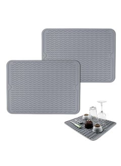 ماركة غير محددة 2 PCS أطباق السيليكون تجفيف الحصير استنزاف لعضدة المطبخ ， حصيرة مقاومة للحرارة ، حصيرة مائدة صرف صناديق (رمادي)  - Image 1