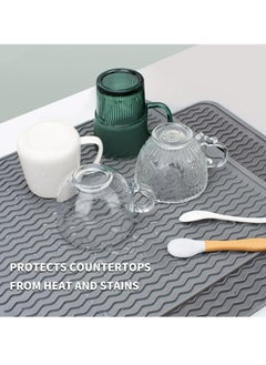 ماركة غير محددة 2 PCS أطباق السيليكون تجفيف الحصير استنزاف لعضدة المطبخ ， حصيرة مقاومة للحرارة ، حصيرة مائدة صرف صناديق (رمادي)  - Image 2