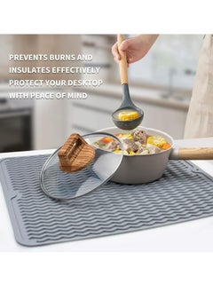 ماركة غير محددة 2 PCS أطباق السيليكون تجفيف الحصير استنزاف لعضدة المطبخ ， حصيرة مقاومة للحرارة ، حصيرة مائدة صرف صناديق (رمادي)  - Image 4