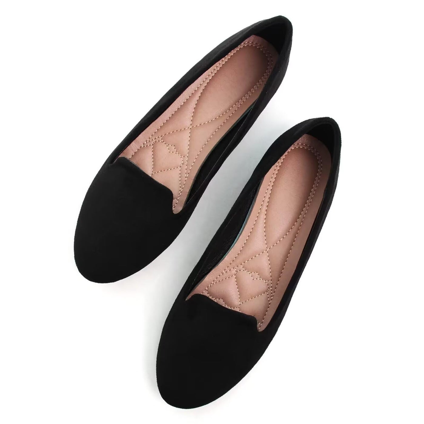 SAILING LU Women Round Toe Flats Comfortable Ballet Flat Shoes for Women Dressy Black Slipons Loafers Black Size 75
