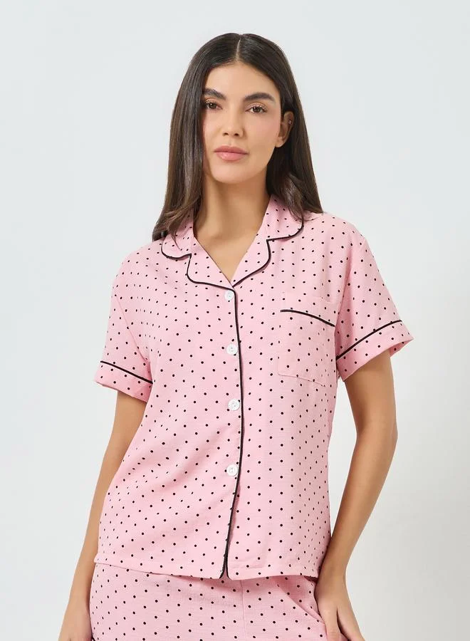 تايك تو مجموعة من شورت وقميص بأزرار وطبعة نقاط بولكا