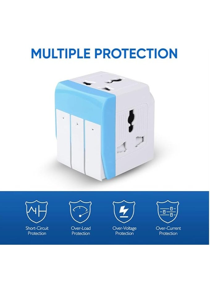 MODI - Travel Adapter with switch and light 13A,Worldwide All in One Universal Power Wall Charger AC Power Plug Adapter with Charging (White) - Image 1