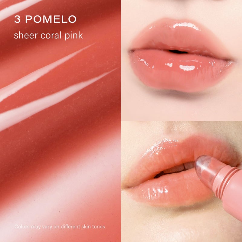 Melixir Vegan Lip Treatment, Sheer Tinted Lip Balm for Instant Hydration & Shine, Moisturizing Lip Gloss, Infused with Vegan Collagen & Jojoba Oil, Cruelty-Free, Korean Skincare-3 Pomelo(0.5oz/15g) - Image 3