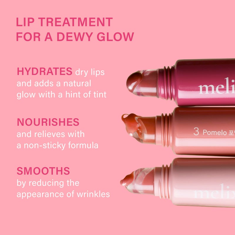 Melixir Vegan Lip Treatment, Sheer Tinted Lip Balm for Instant Hydration & Shine, Moisturizing Lip Gloss, Infused with Vegan Collagen & Jojoba Oil, Cruelty-Free, Korean Skincare-3 Pomelo(0.5oz/15g) - Image 4