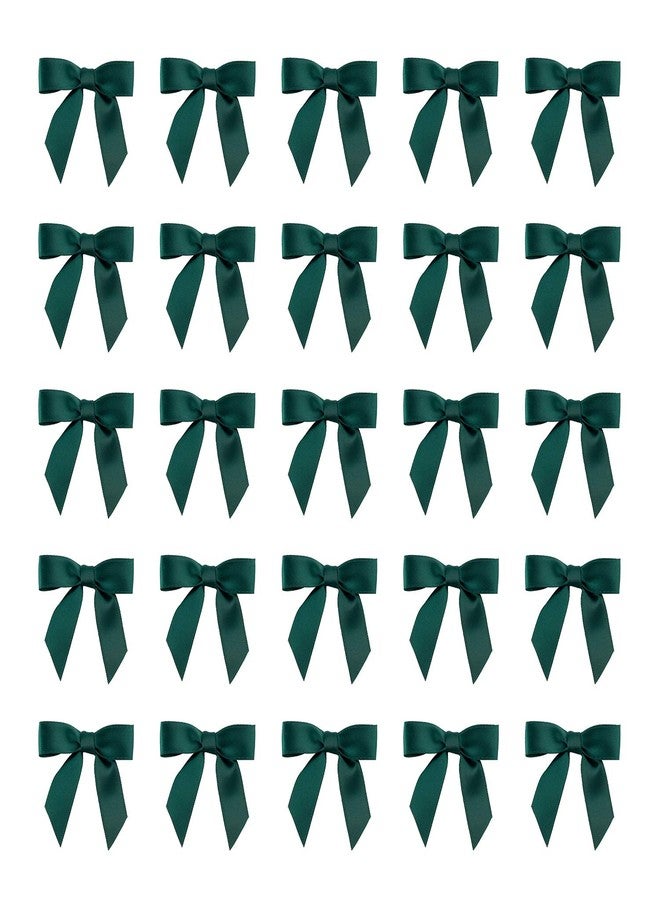 7Rainbows 50pcs Boutique 1.5" Dark Green Satin Ribbon Mini Bows for Craft Sewing Scrapbooking Wedding and Gift Wrapping - Image 1