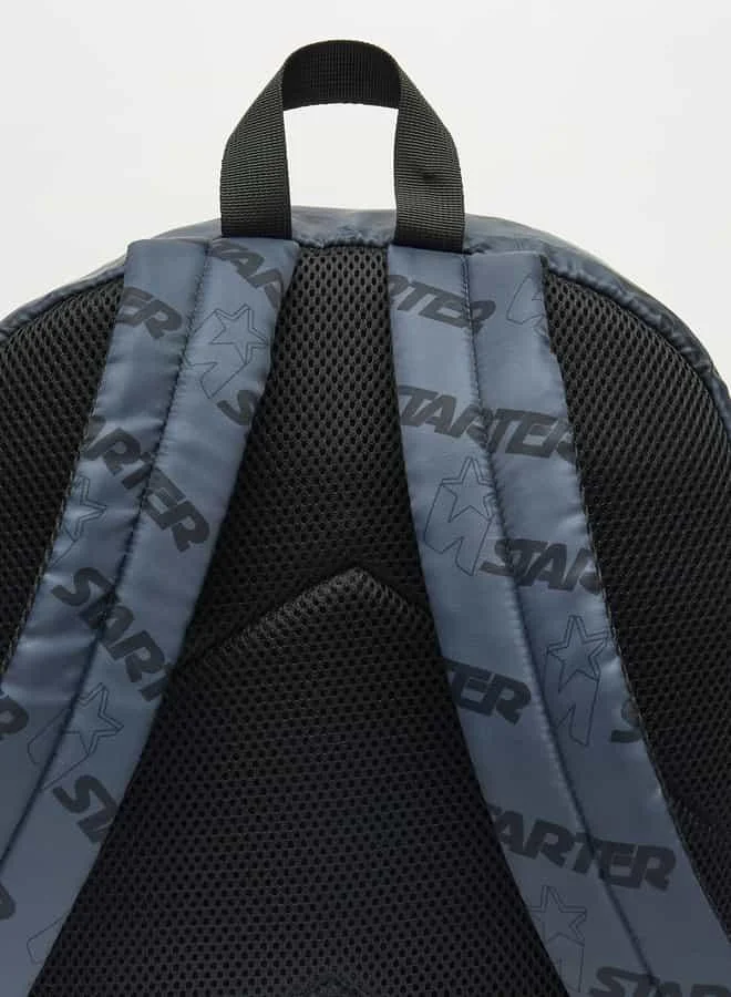 ستارتر Starter All-Over Logo Print Backpack with Adjustable Straps and Zip Closure