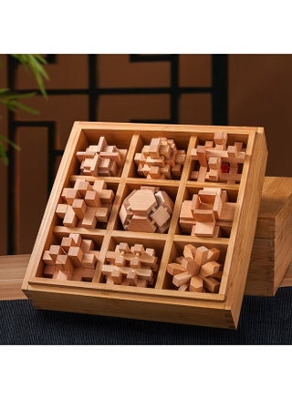 Lu Ban Lock Kong Ming Lock Full Set Of Children's Benefit Intelligence Solution For Primary School Students Nine-chain Adult High Difficulty Building Blocks Toys-Color:Deluxe Wooden Box Beech Nine-piece Set "B Package] - pzsku/Z54A667A37F9780256EF7Z/45/1745399679/bf7562e3-9259-4839-817c-2b5b09d77e2e